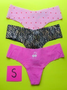 Victoria's Secret PINK Seamless Size S Thong Panty Bundle - 3 pairs
